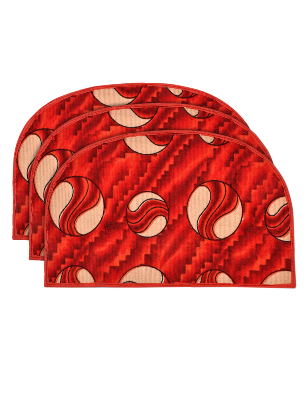 Kuber Industries Set of 3 Printed Anti -Skid D-Shaped Doormats