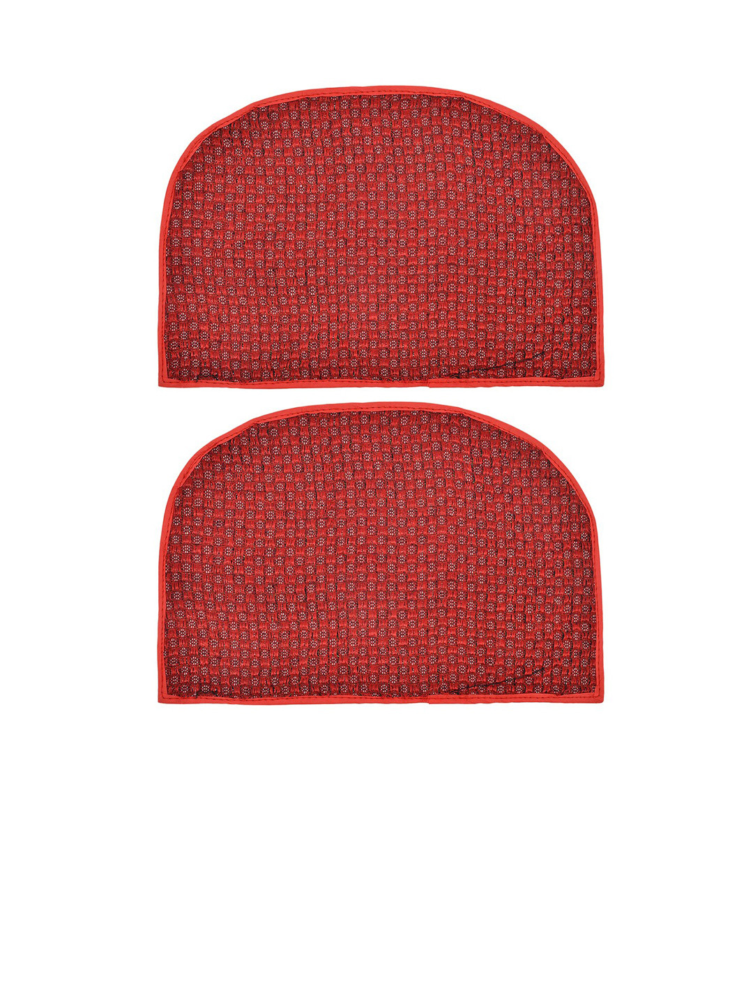 Kuber Industries Pack of 2 Red D Shape Anti-Slip Durable Rubber Door Mat