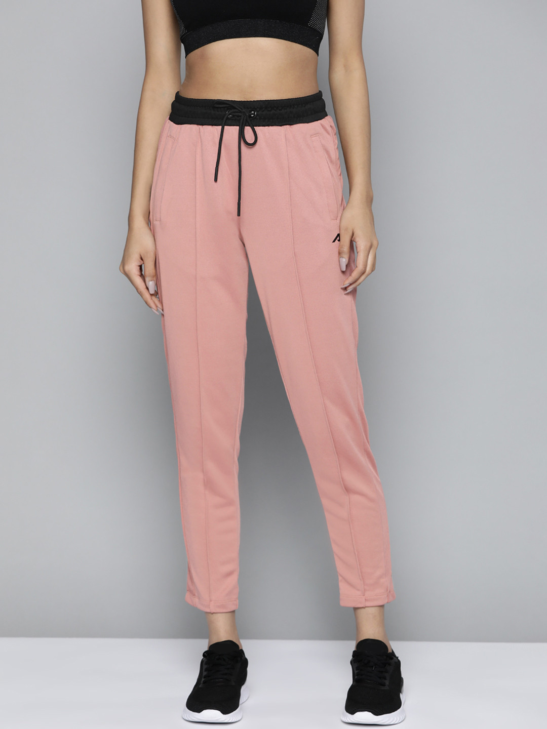 Alcis Women Dusty Pink Solid Slim Fit Gym Joggers