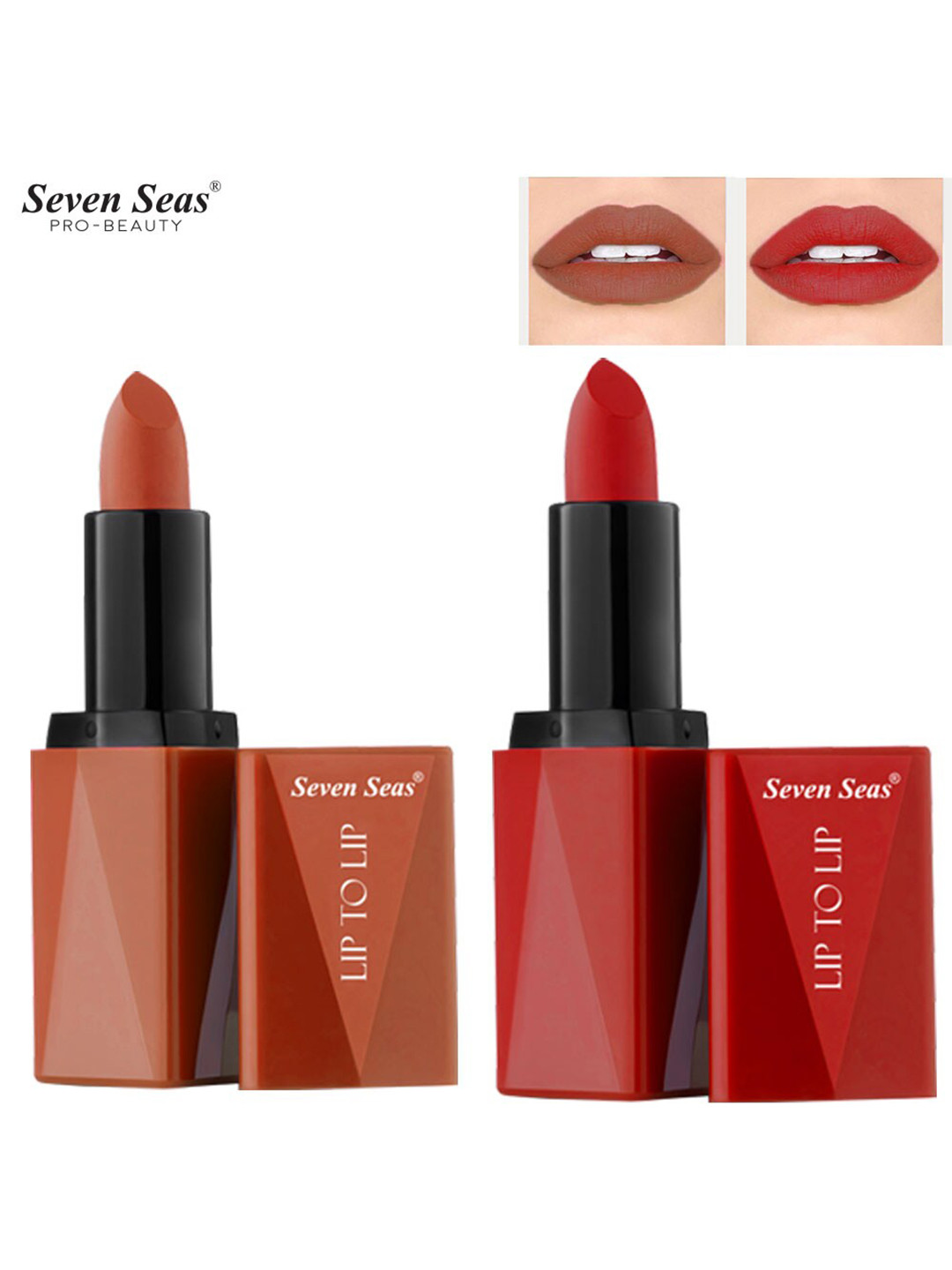 Seven Seas Set of 2 Lip To Lip Matte Lipstick - Rose 306 & Matte Red 312