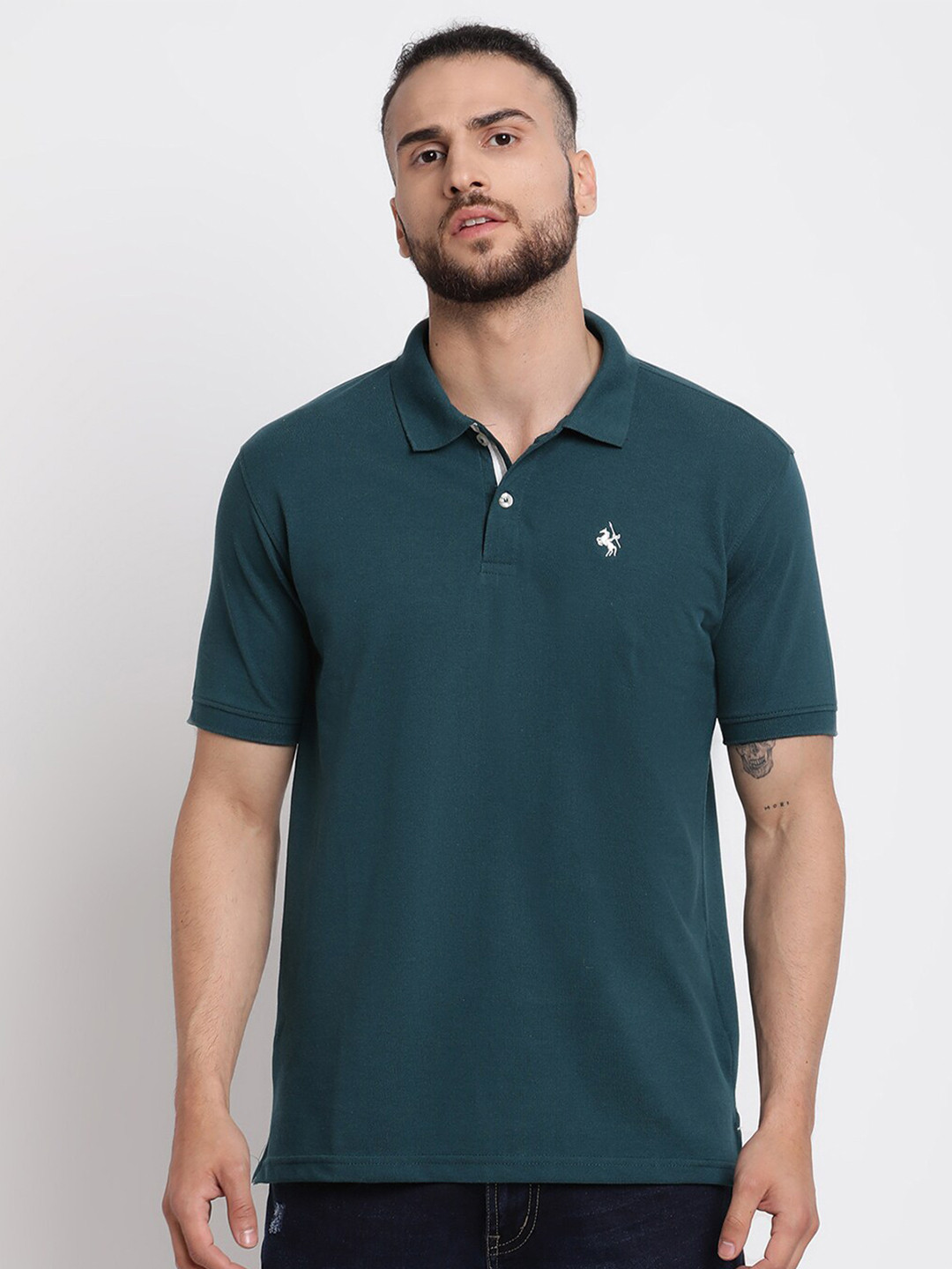 Cantabil Men Green Polo Collar T-shirt