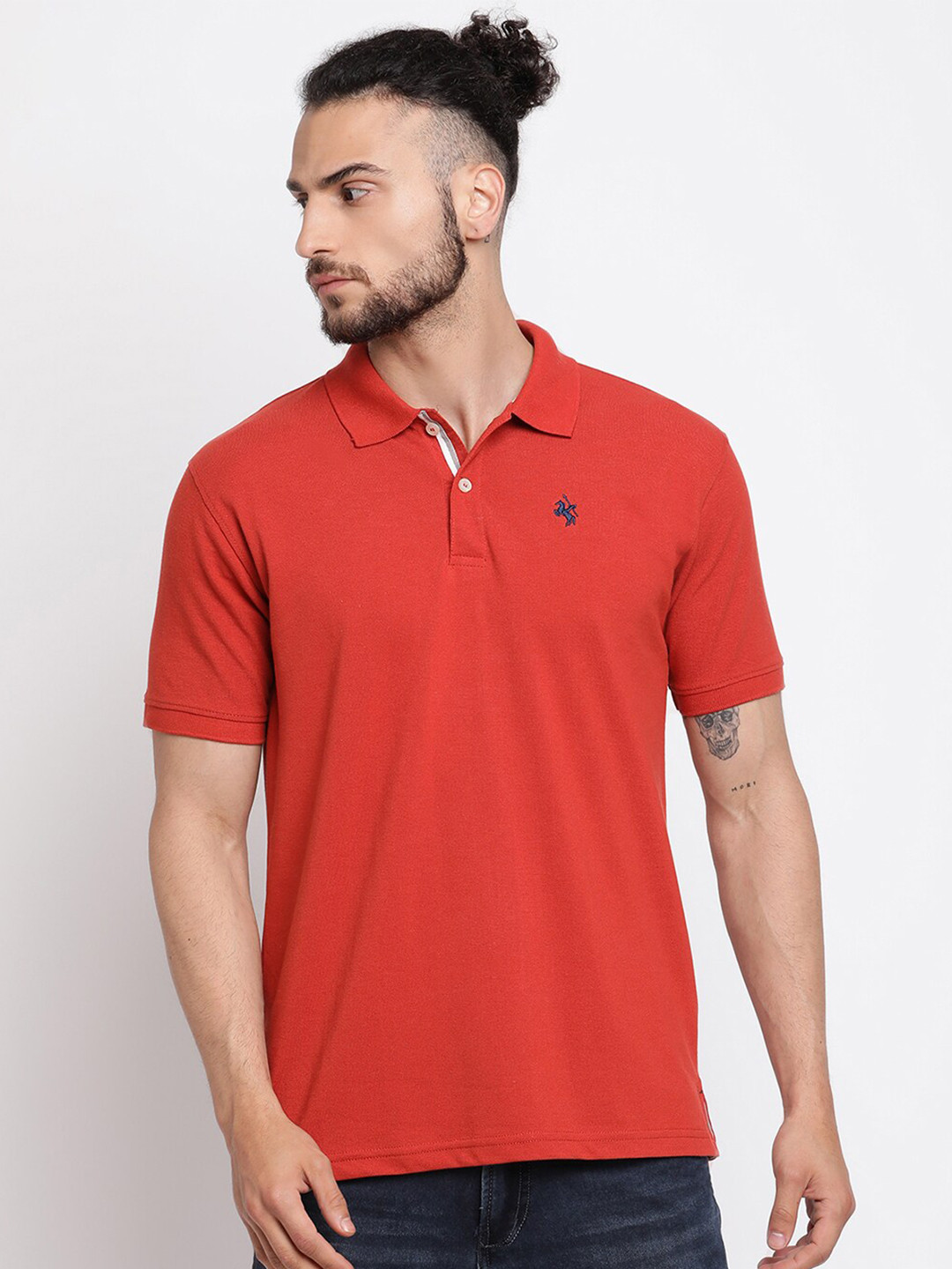 Cantabil Men Rust Polo Collar T-shirt