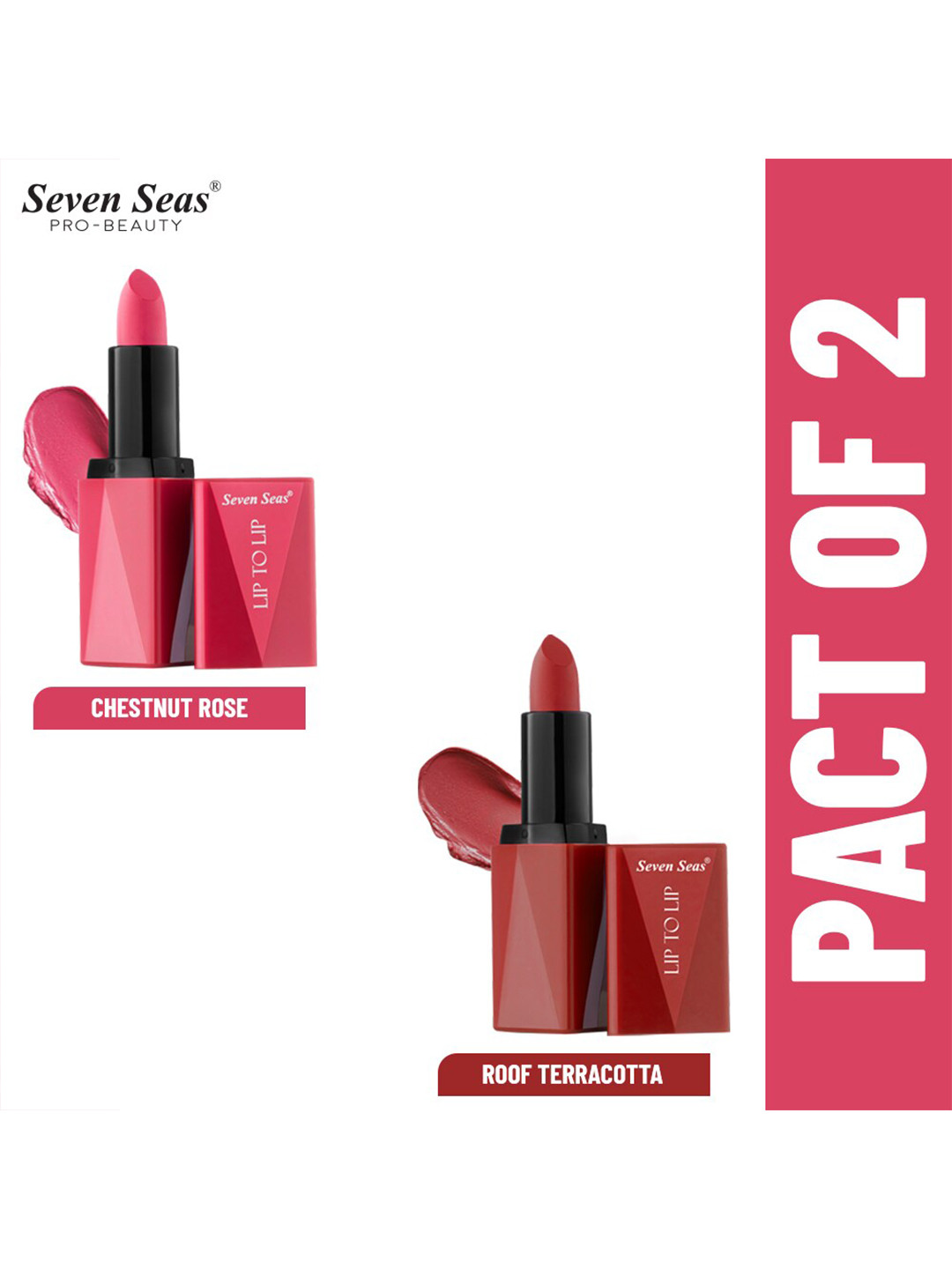 Seven Seas Set of 2 Lip to Lip Matte Lipsticks - Chestnut Rose & Roof Terracotta