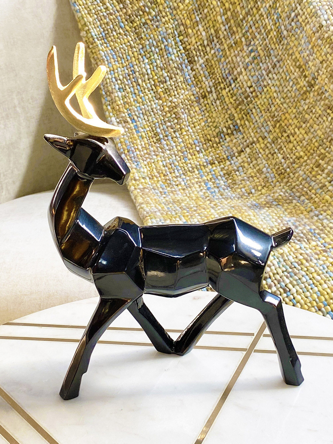 Folkstorys Rudolph Deer Black Metal Metallic Living Room Medium Showpiece - 9.7 Inches