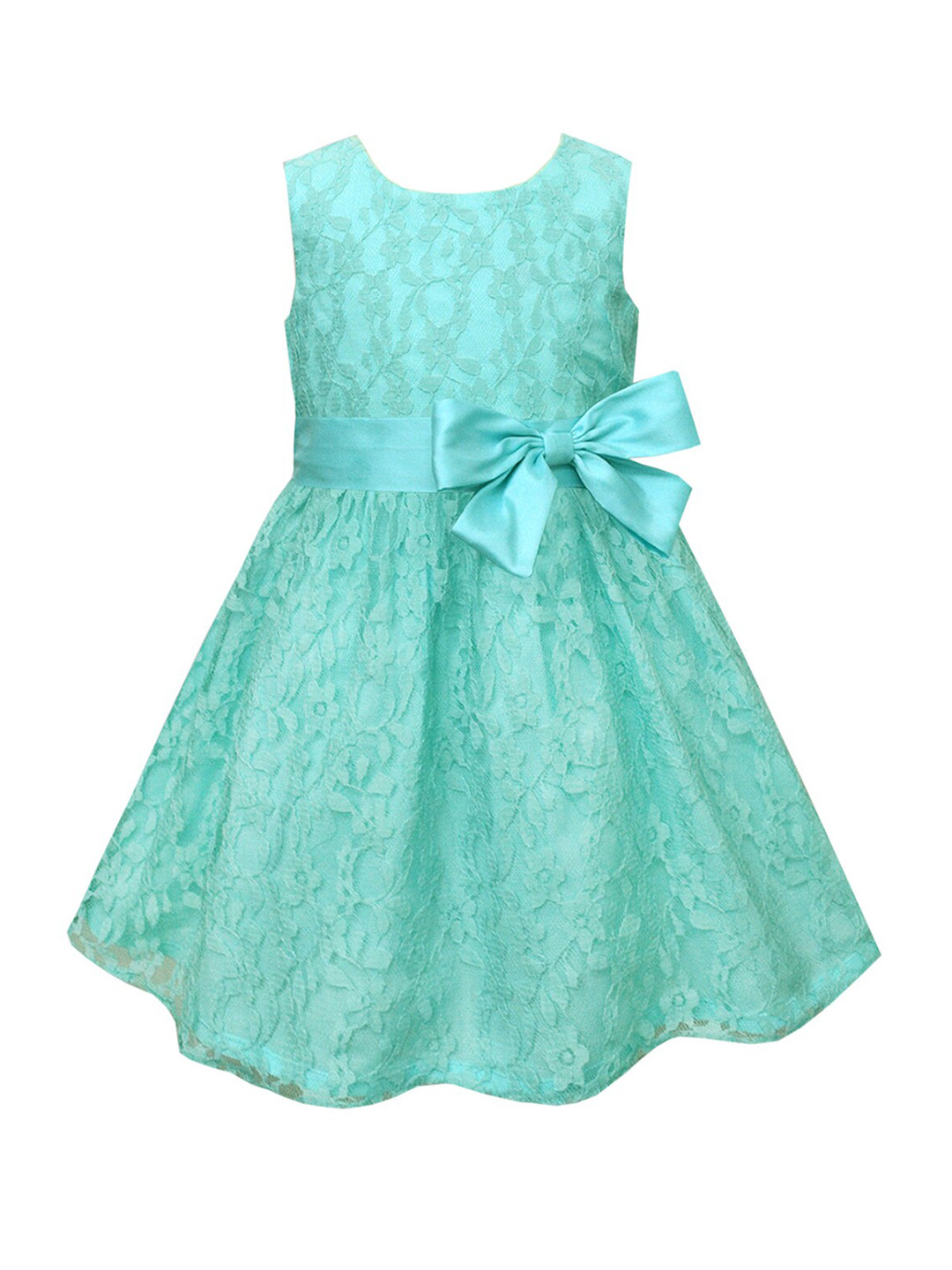 A T U N Sea Green Floral Lace Dress