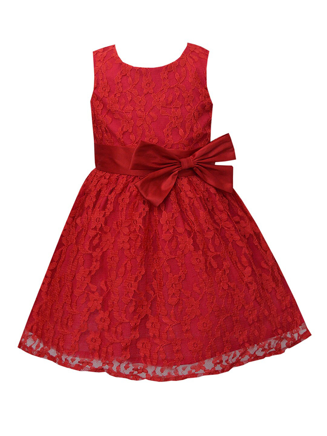 A T U N Red Lace Dress
