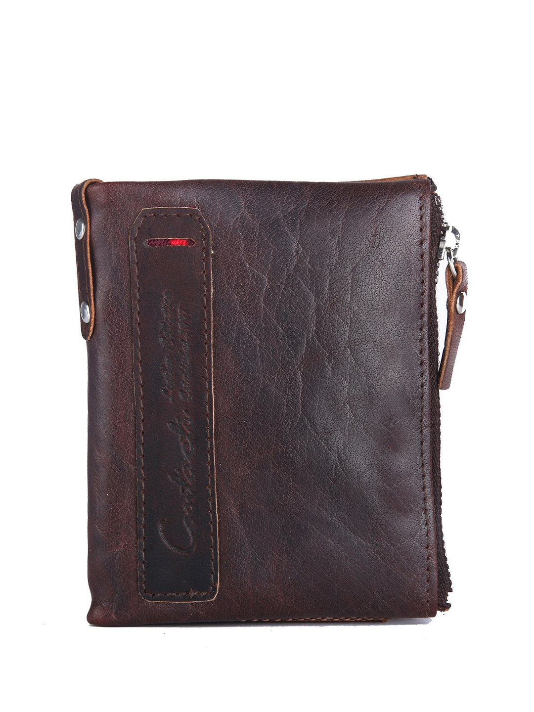 CONTACTS Men Coffee Brown Leather Two Fold Wallet