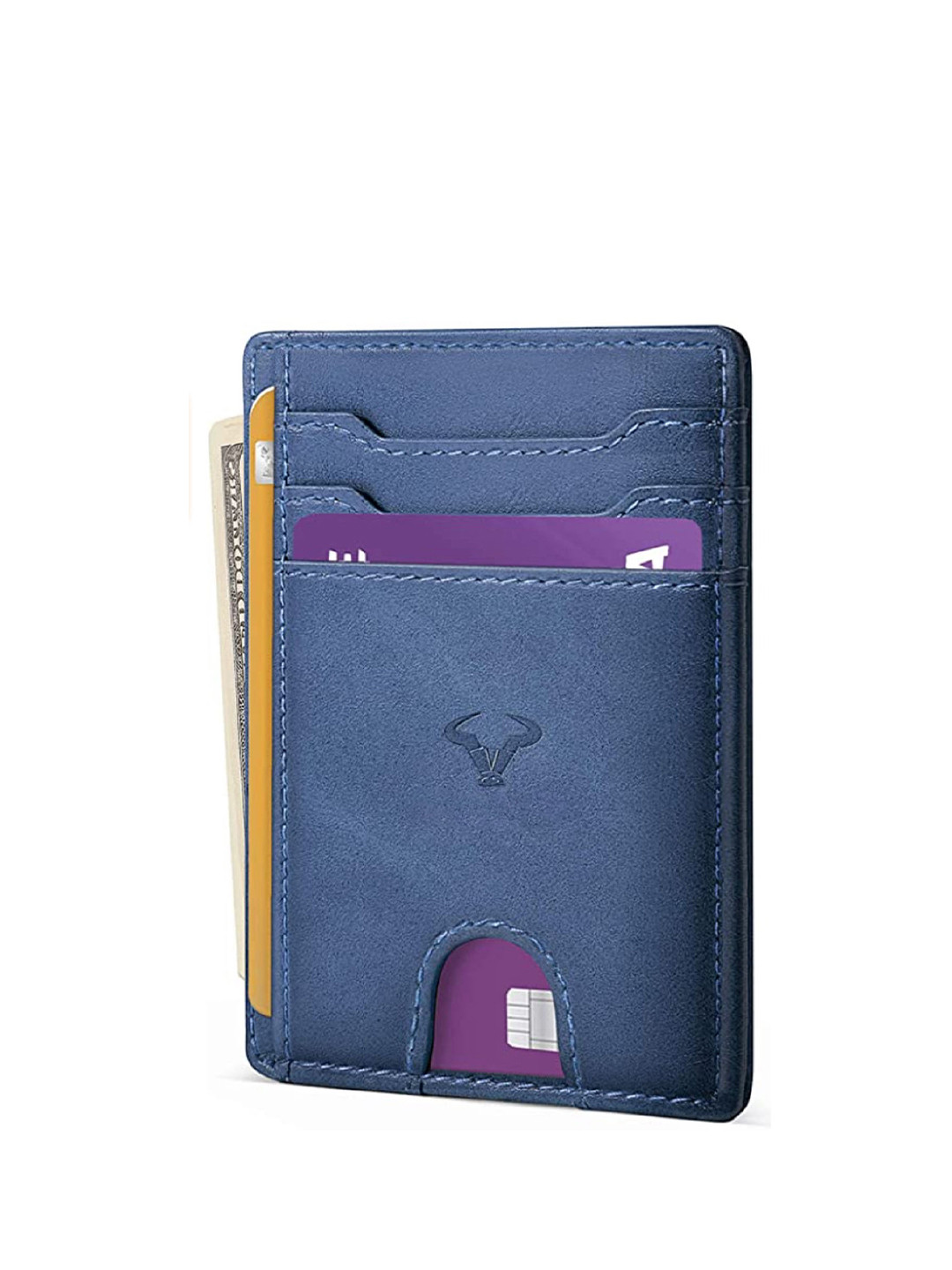 CONTACTS Men Blue Genuine Leather RFID Card Holder