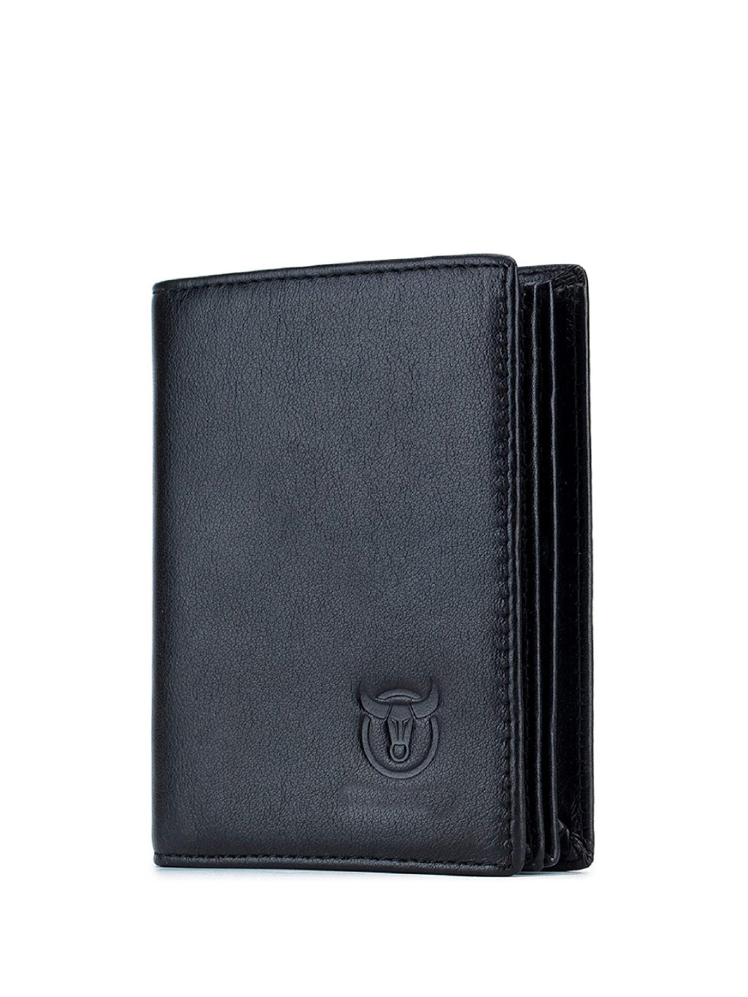 CONTACTS Men Black Leather RFID Two Fold Wallet