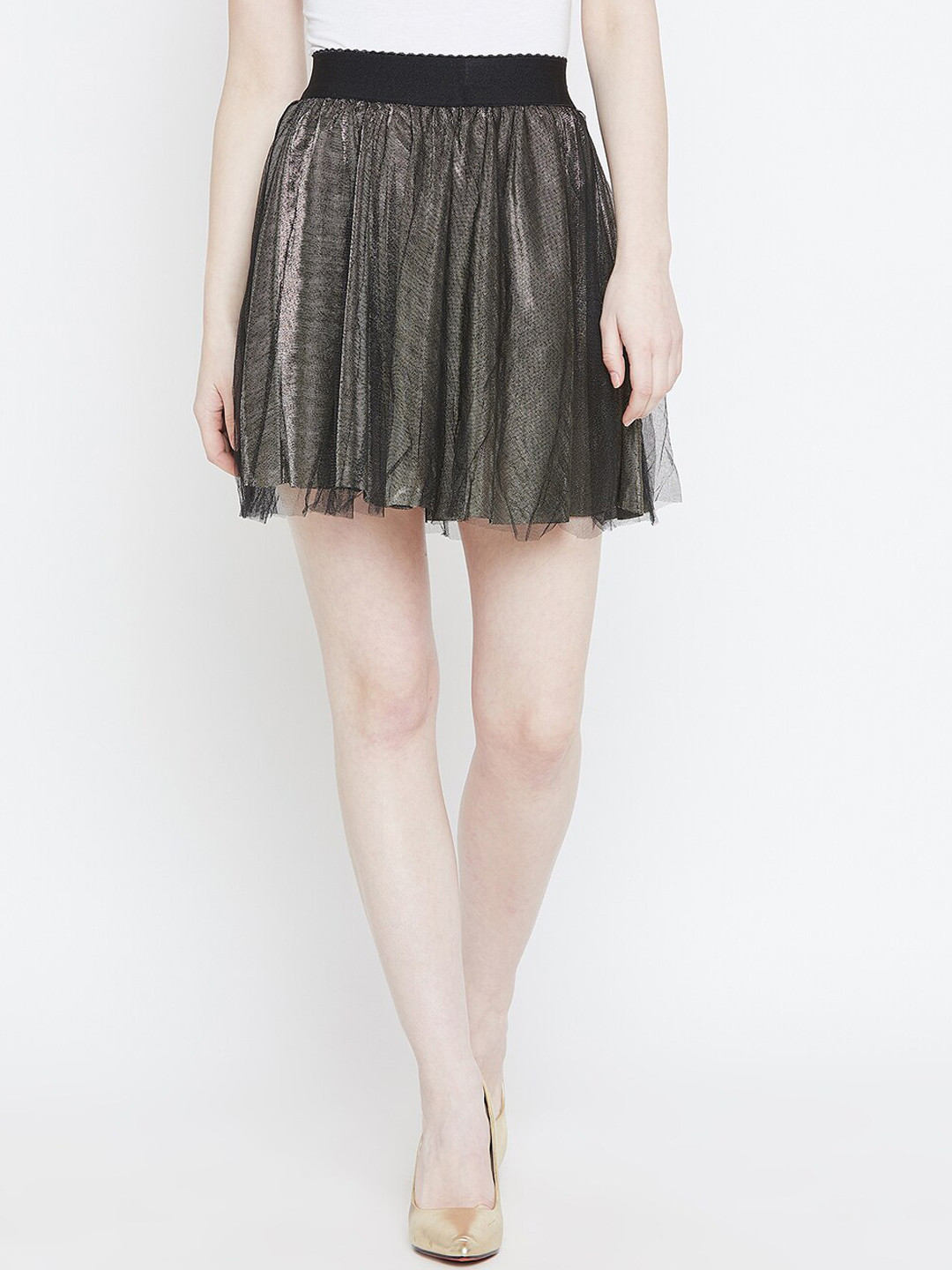 Camey Women Gold-Toned & Black A-Line Mini Skirts