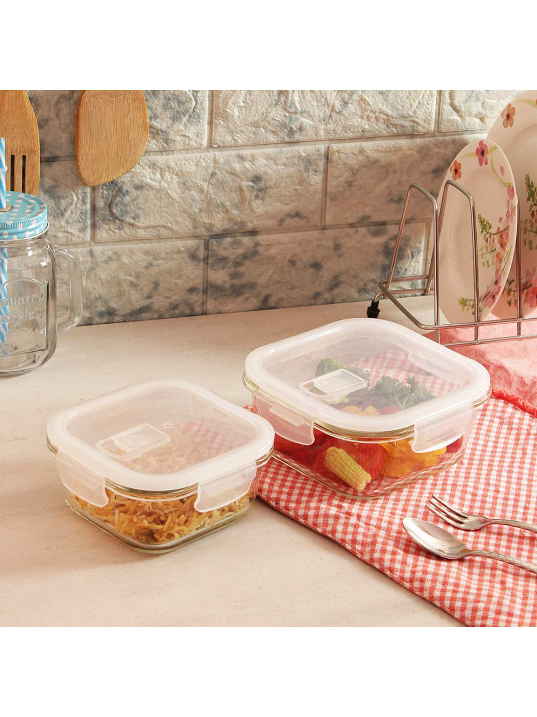 Femora Transparent Borosilicate Glass Microwave Safe Clip-On Graduated Container-500ml