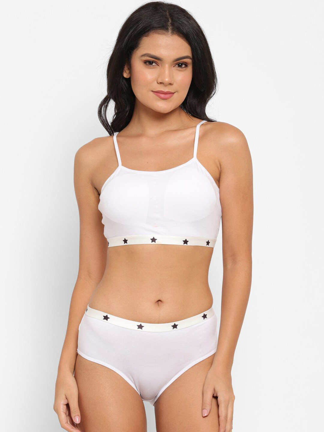 N-Gal Women White Non Padded Bra & Hipster Panty Set
