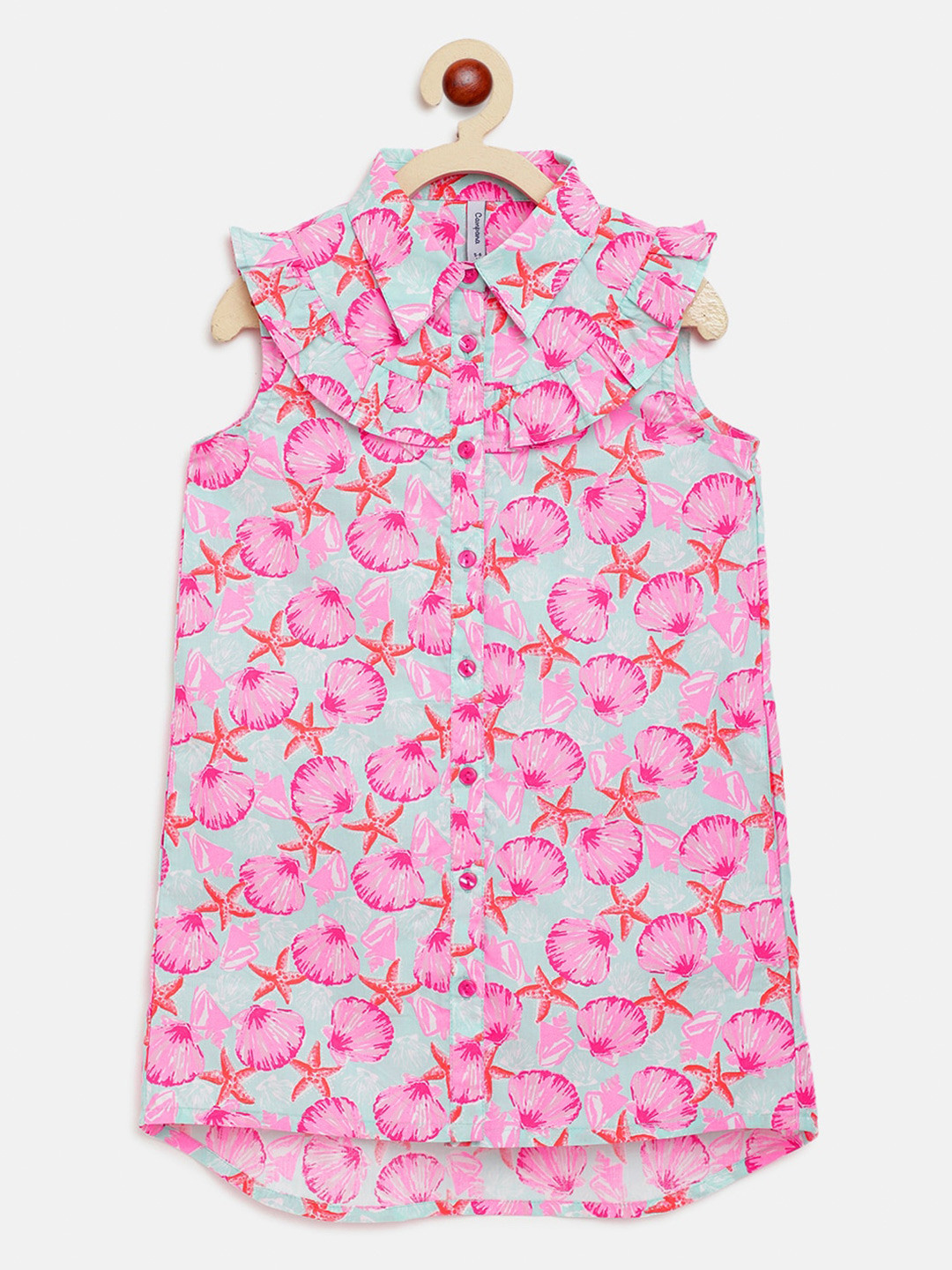 Campana Pink Graphic Printed A-Line Cotton Dress
