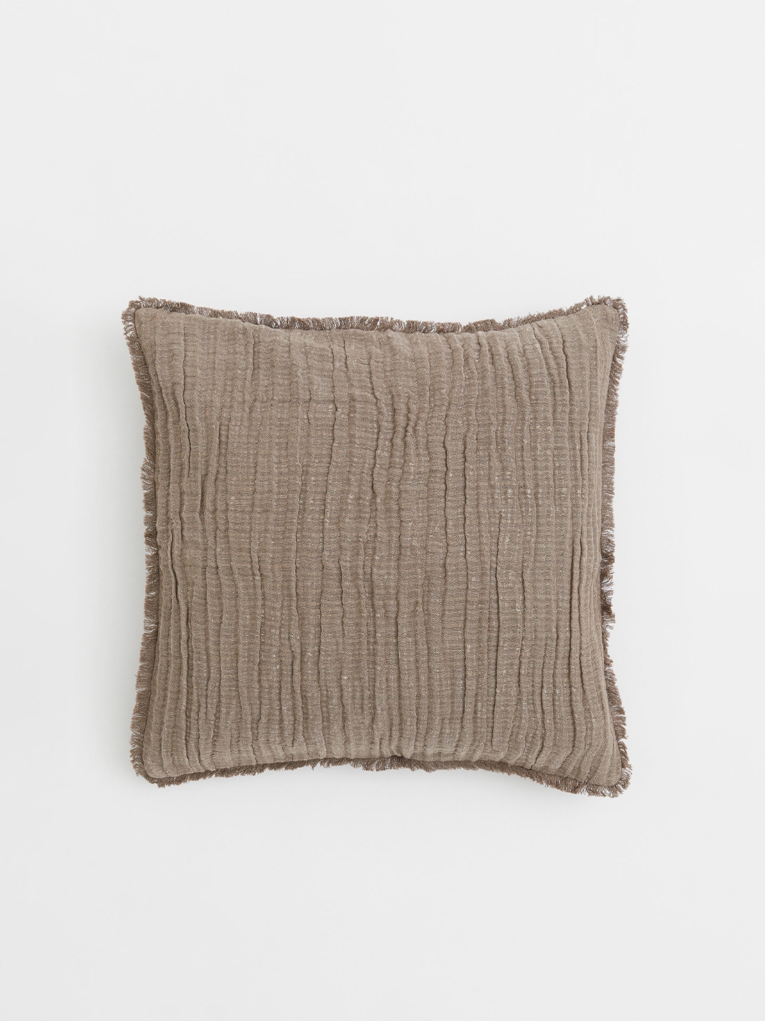 H&M Beige Crinkled Square Linen-Blend Cushion Cover