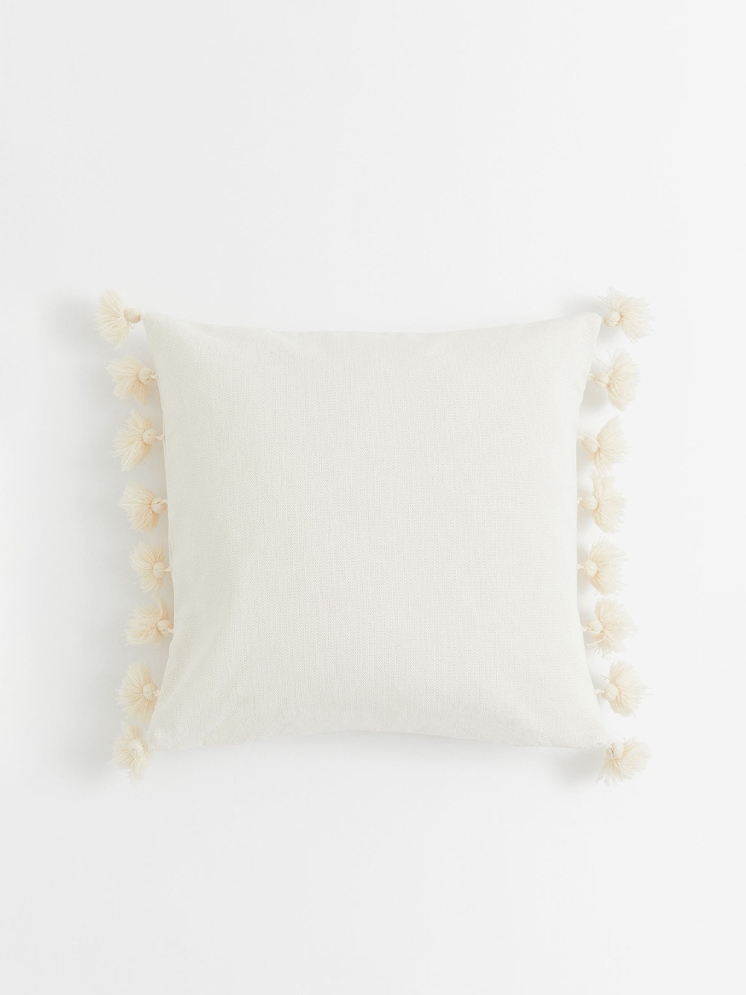 H&M Off-White Pure Cotton Cushion Cover With Tassels