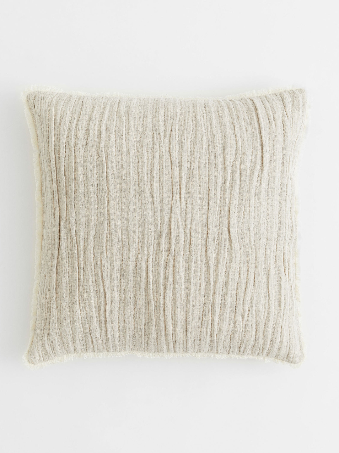 H&M Beige Crinkled Linen-blend Cushion Cover