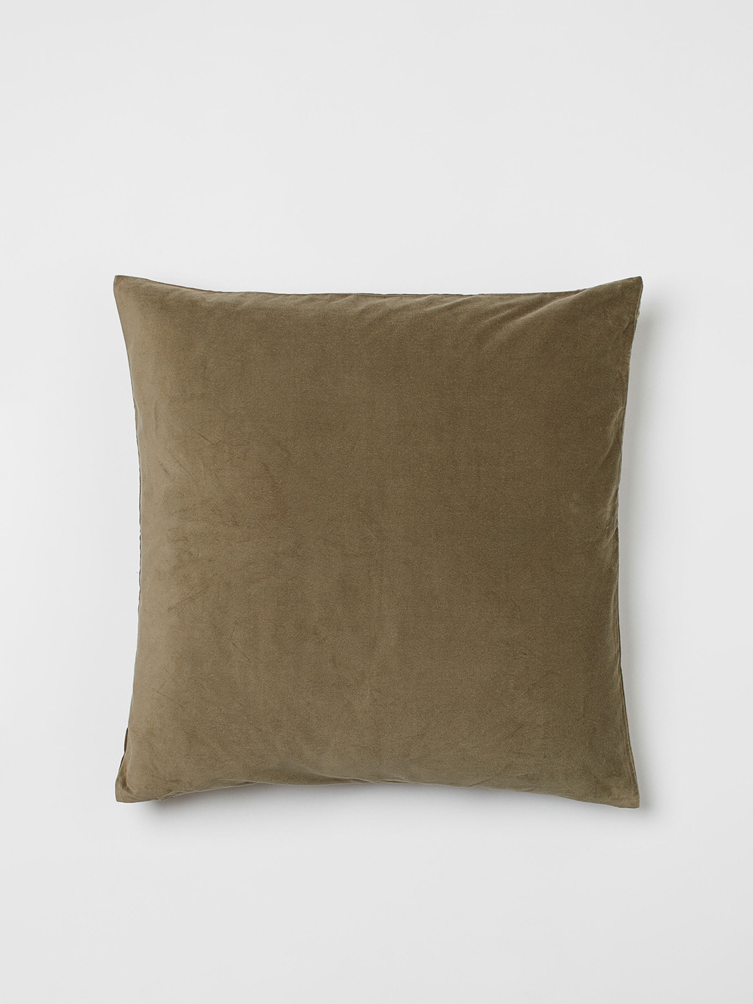 H&M Olive Green Single Cotton Velvet Cushion Cover