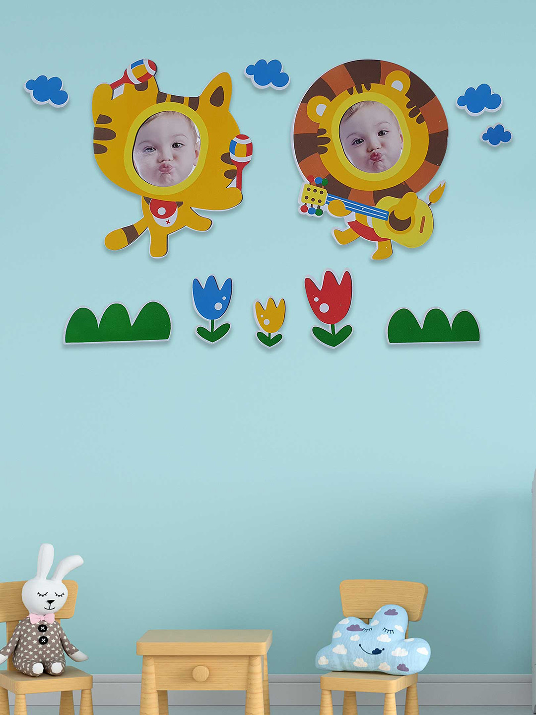 Art Street Yellow & Green Lion 3D Wall Decal Stickers