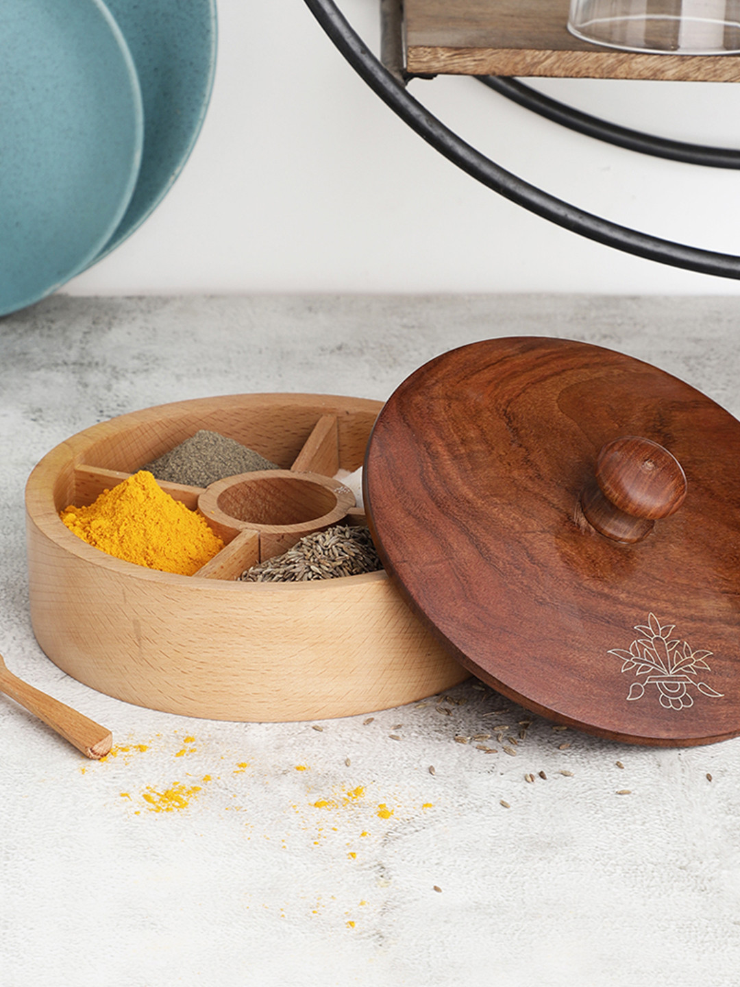 VarEesha Brown Wooden Spice Box