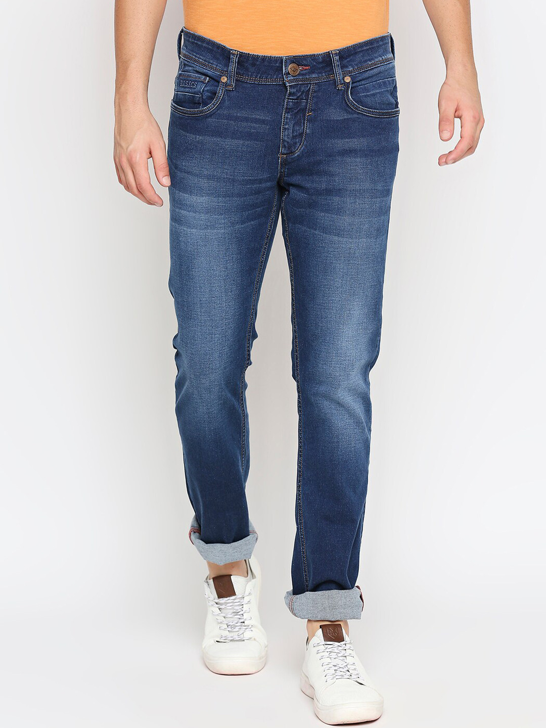 Basics Men Blue Slim Fit Light Fade Stretchable Jeans