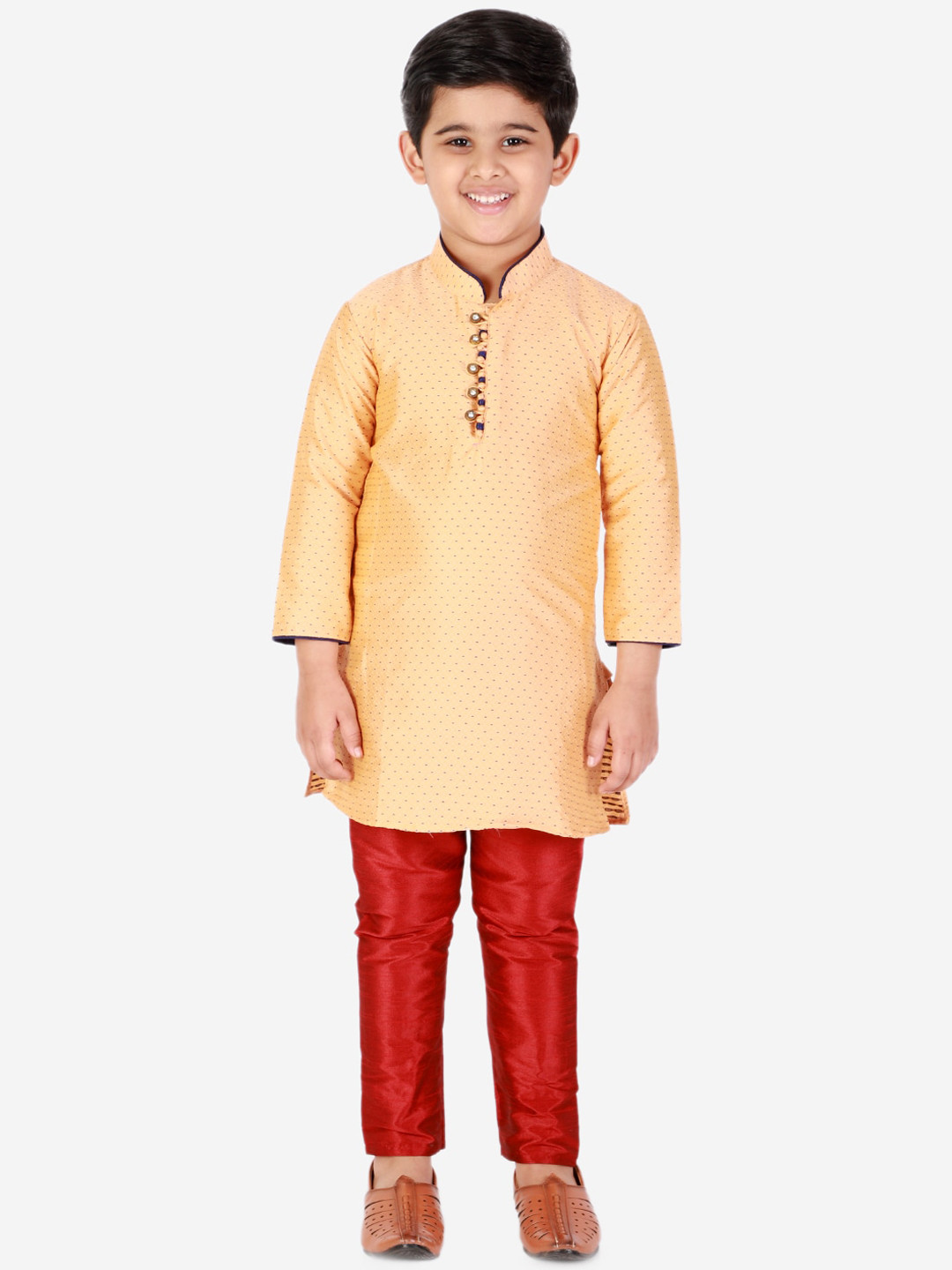 Pro-Ethic STYLE DEVELOPER Boys Orange & Red Printed Kurta with Pyjamas