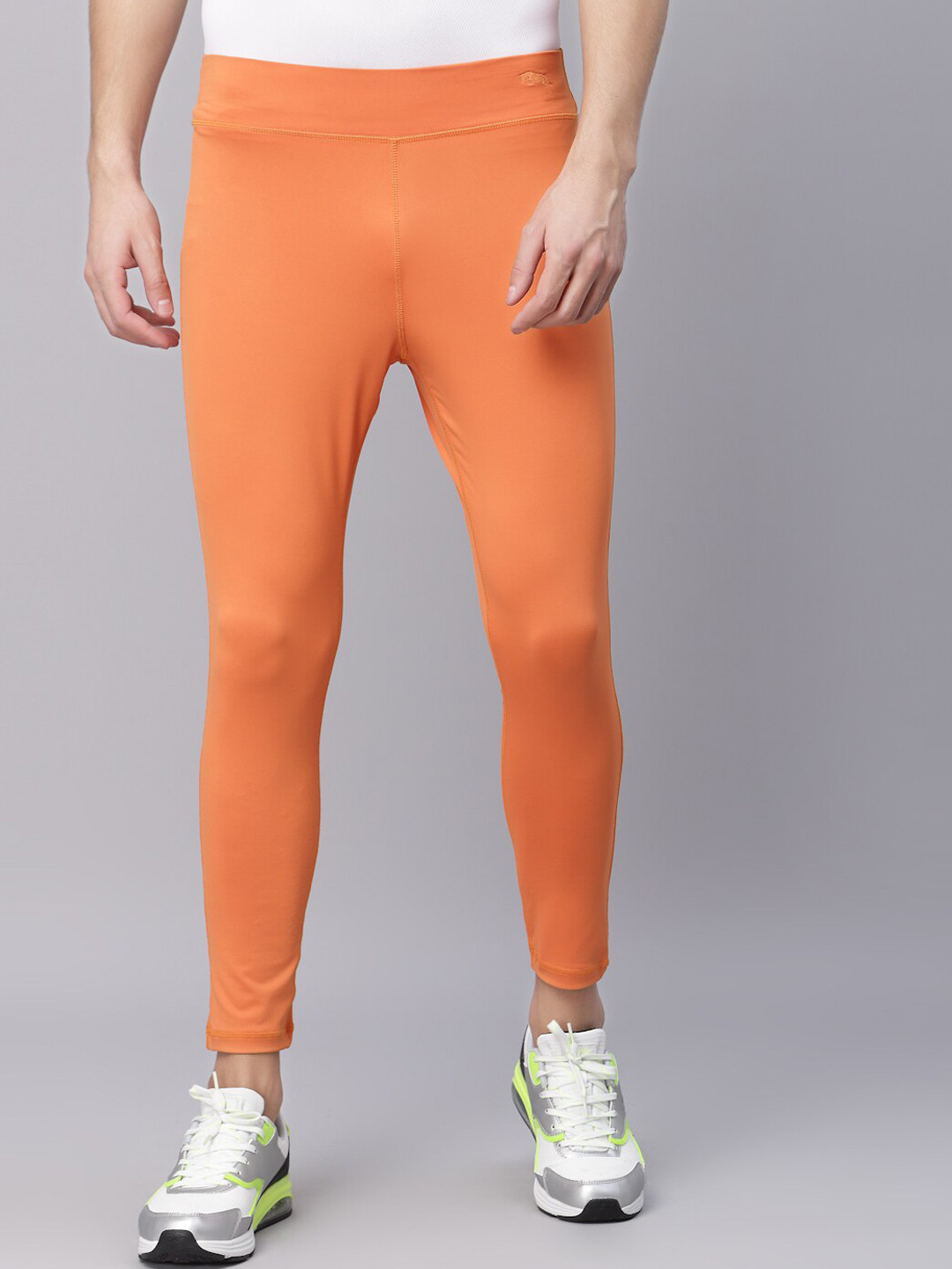 JUMP USA Men Orange Solid Rapid Dry-Fit Training Tights