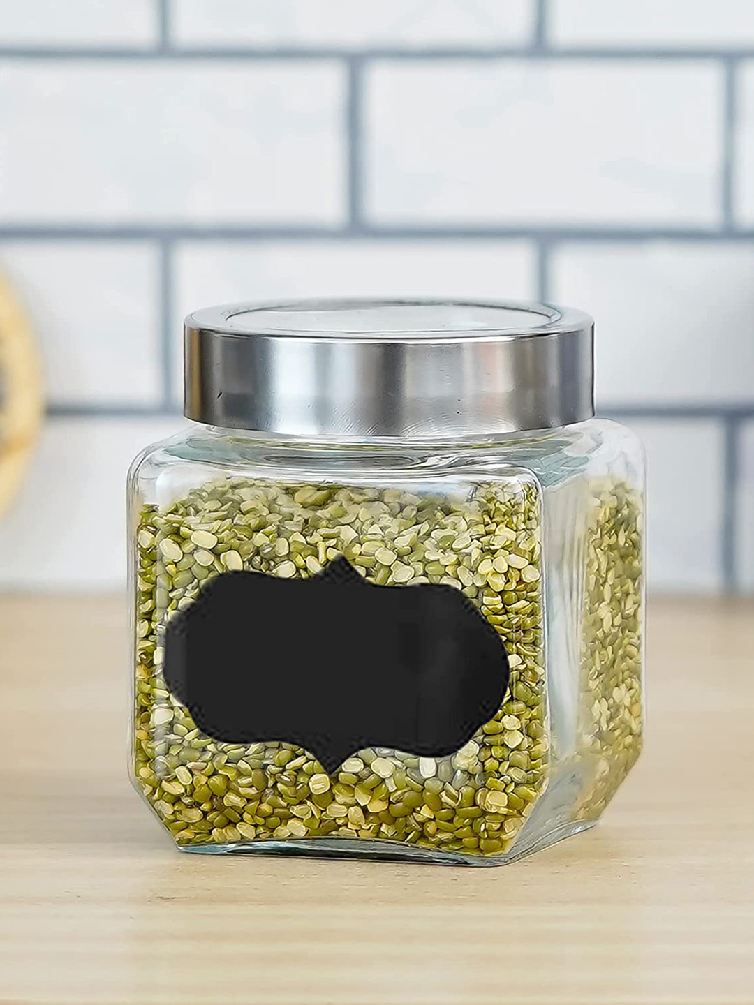 Femora Cuboid Transparent Glass Dishwasher Safe Clip-On Jar-500ml