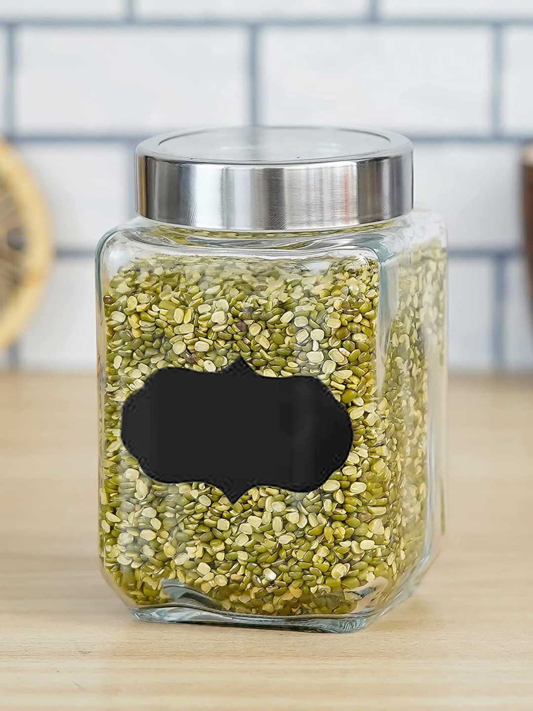 Femora Cuboid Transparent Glass Dishwasher Safe 6 Piece Clip-On Jar-750ml