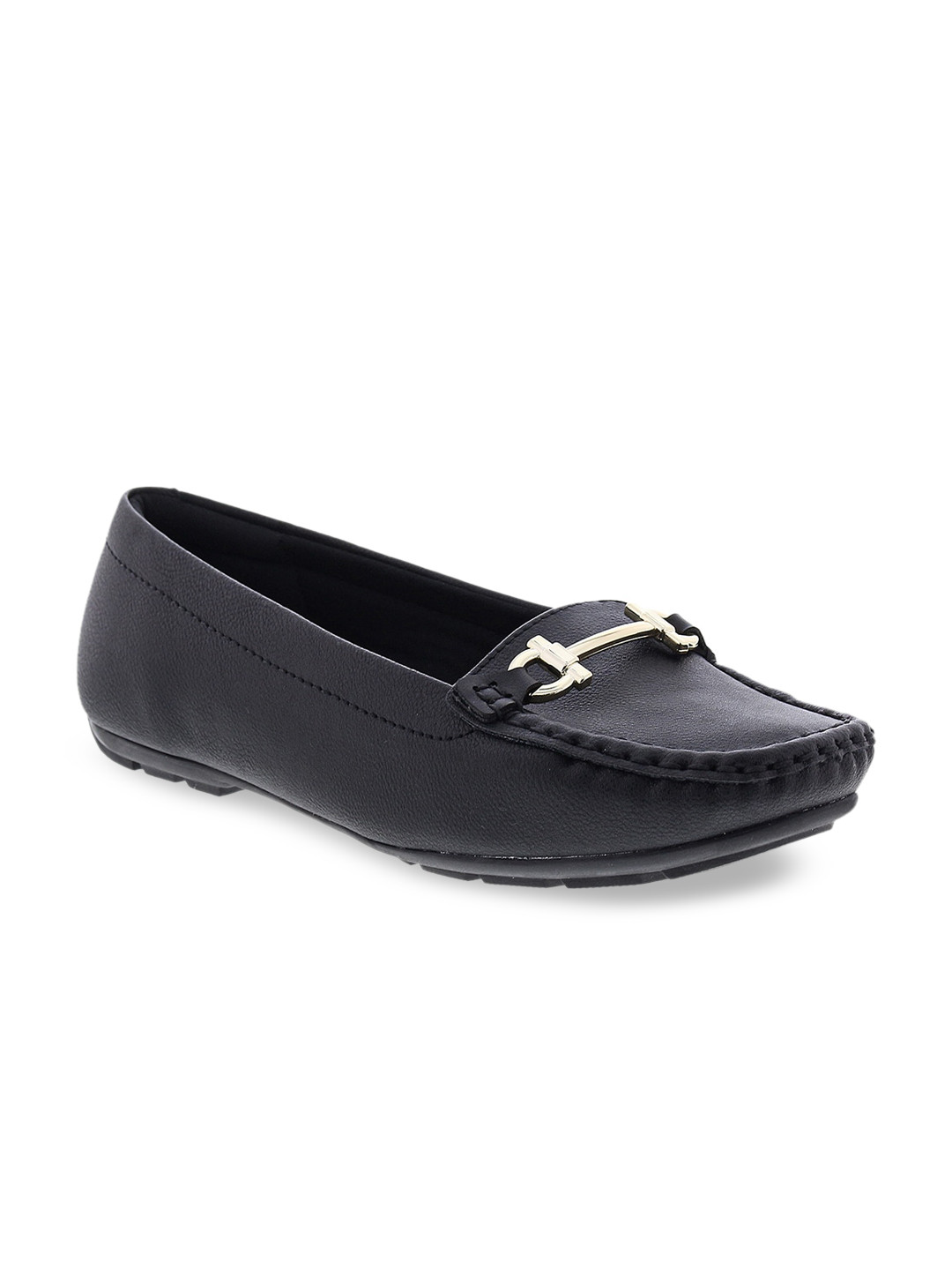 MODARE Women Black Antibacterial PU Formal Horsebit Loafers