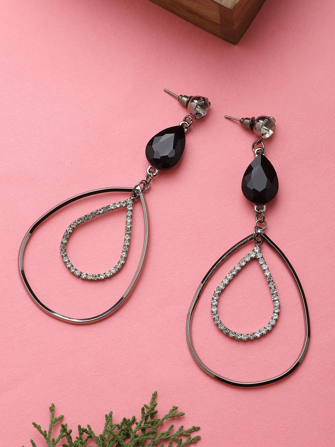 Mali Fionna Women Black Drop Earrings