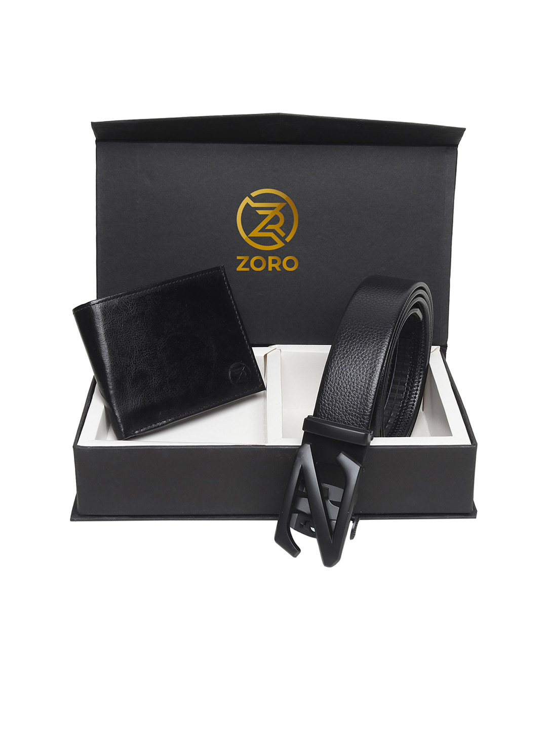 ZORO Men Black Belt Wallet Combo Set
