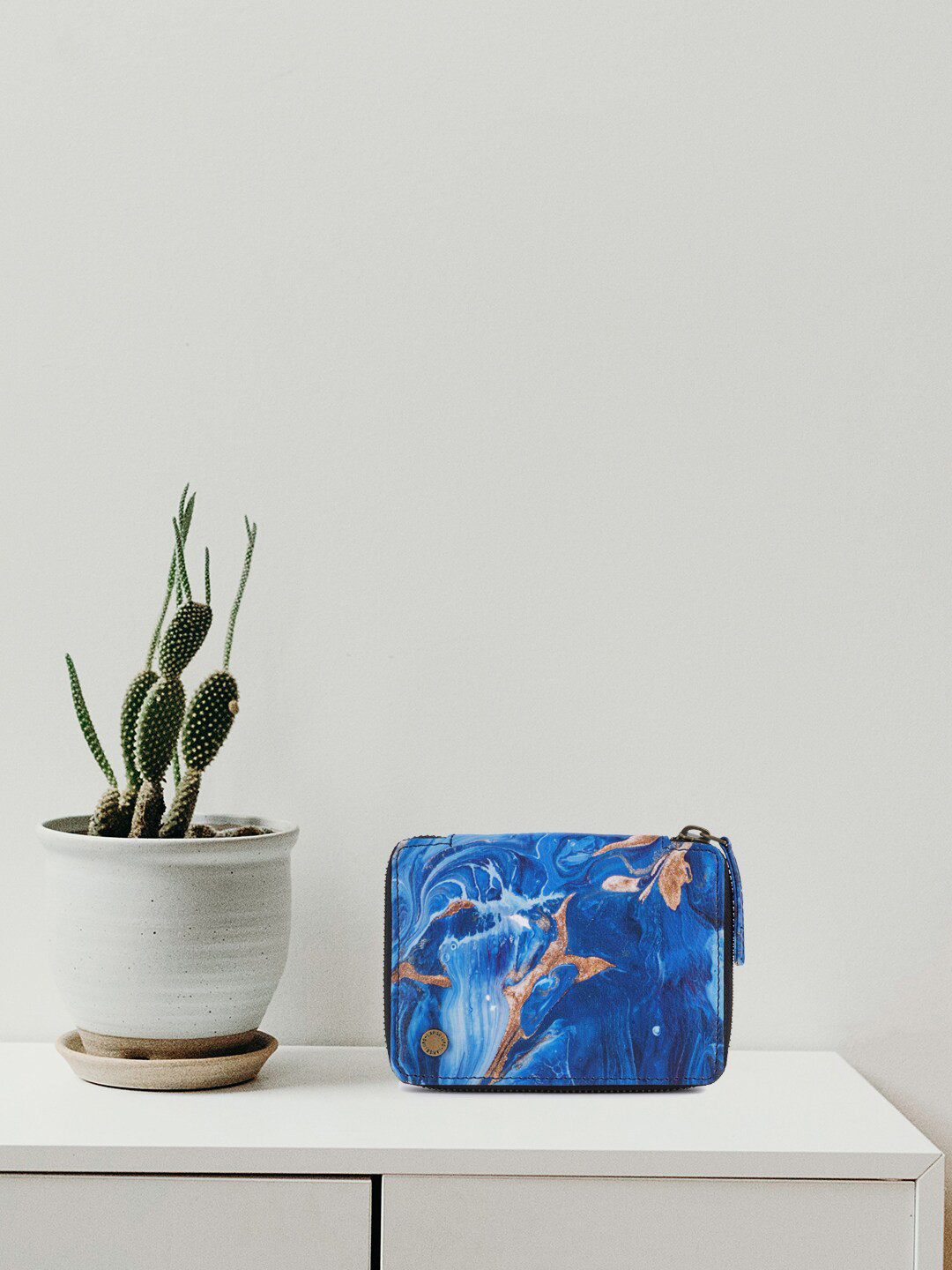 Lapis O Lupo Blue & White Printed Foldover Clutch