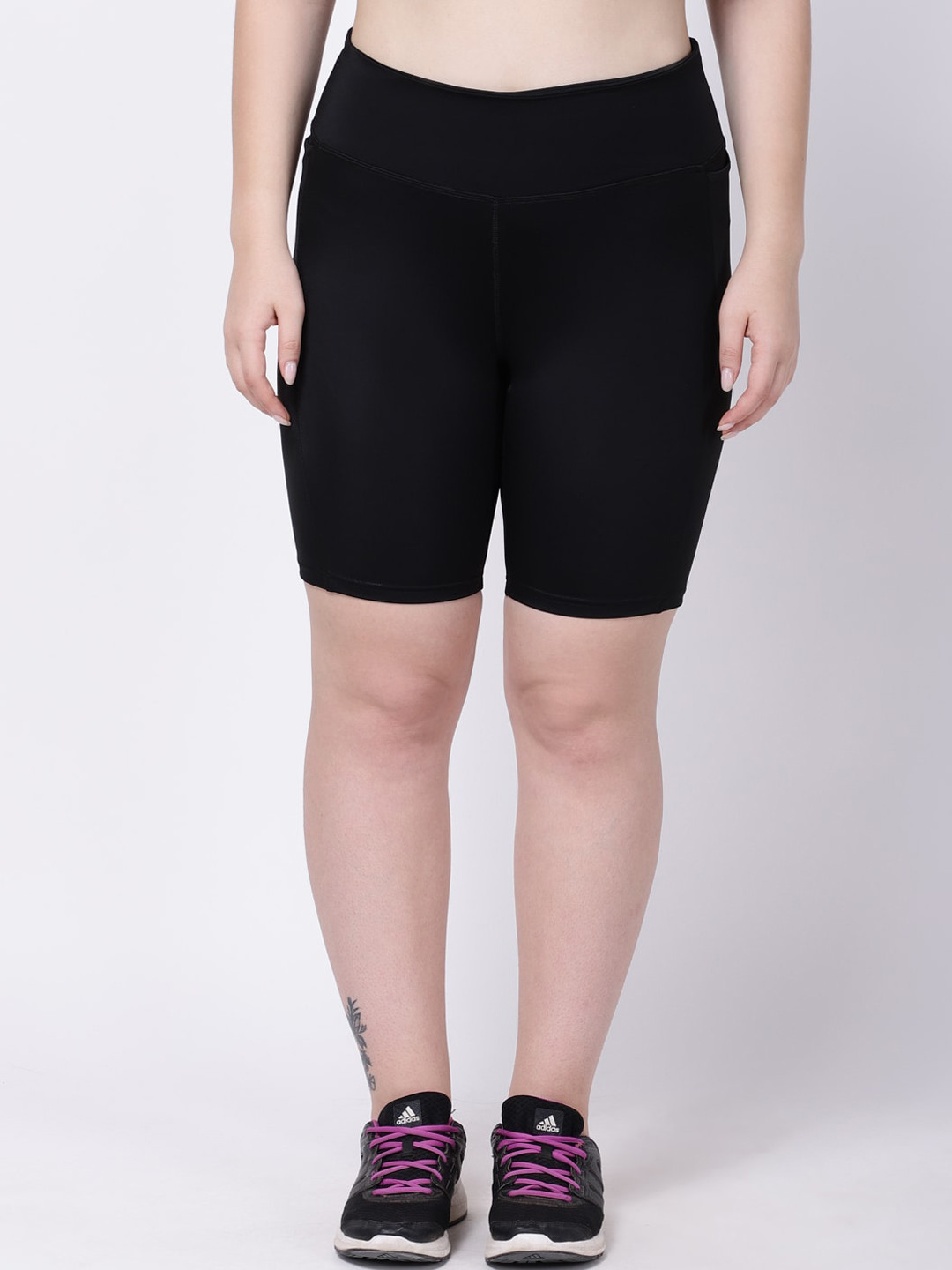 STUDIOACTIV Women Solid Black Slim Fit High-Rise Training or Gym Shorts