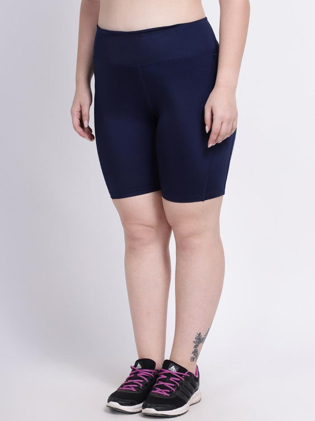 STUDIOACTIV Women Navy Blue Slim Fit High-Rise Training or Gym Sports Shorts