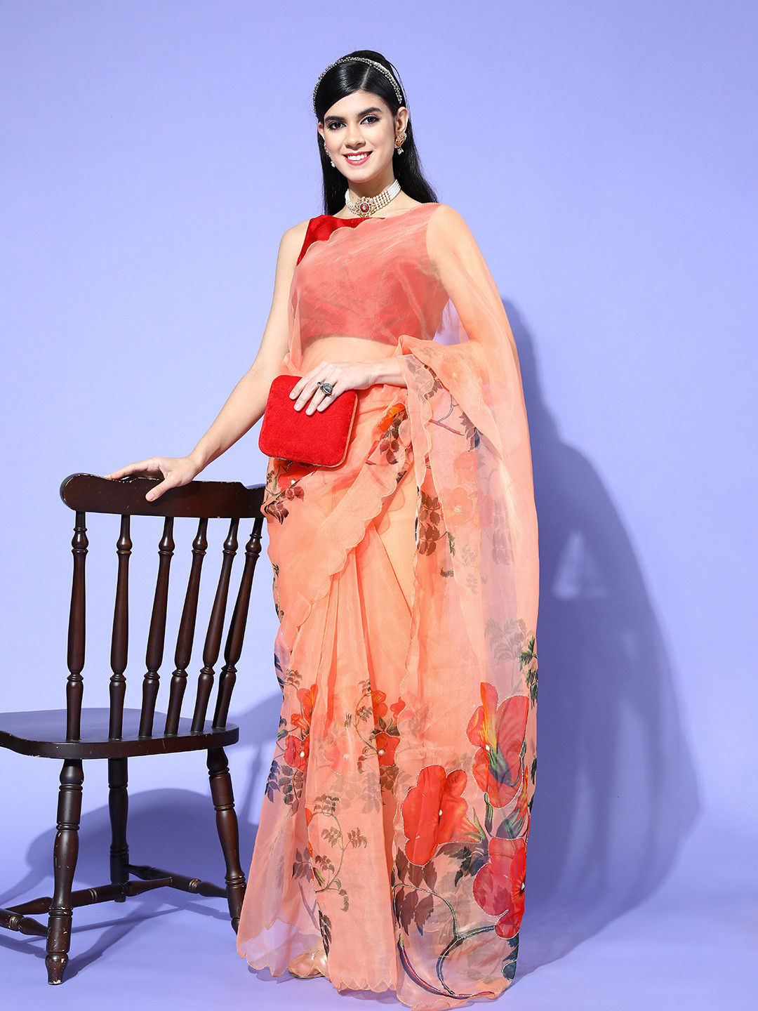Mitera Floral Saree with Embellished Border