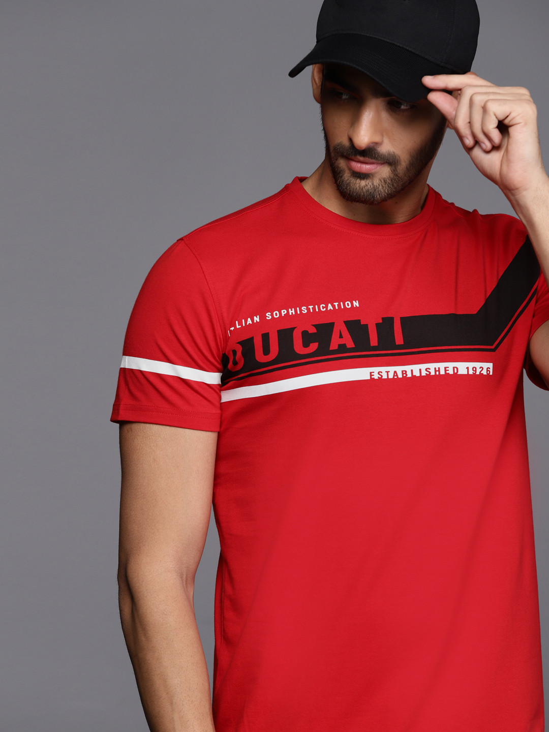 Ducati Men Red Brand Logo Printed T-shirt