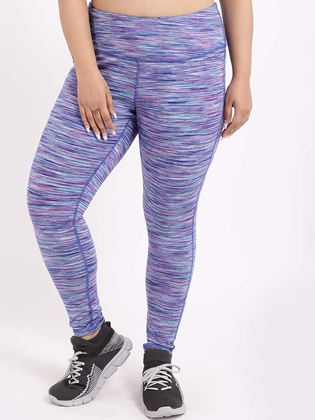STUDIOACTIV Women Plus Size Blue Printed Tights