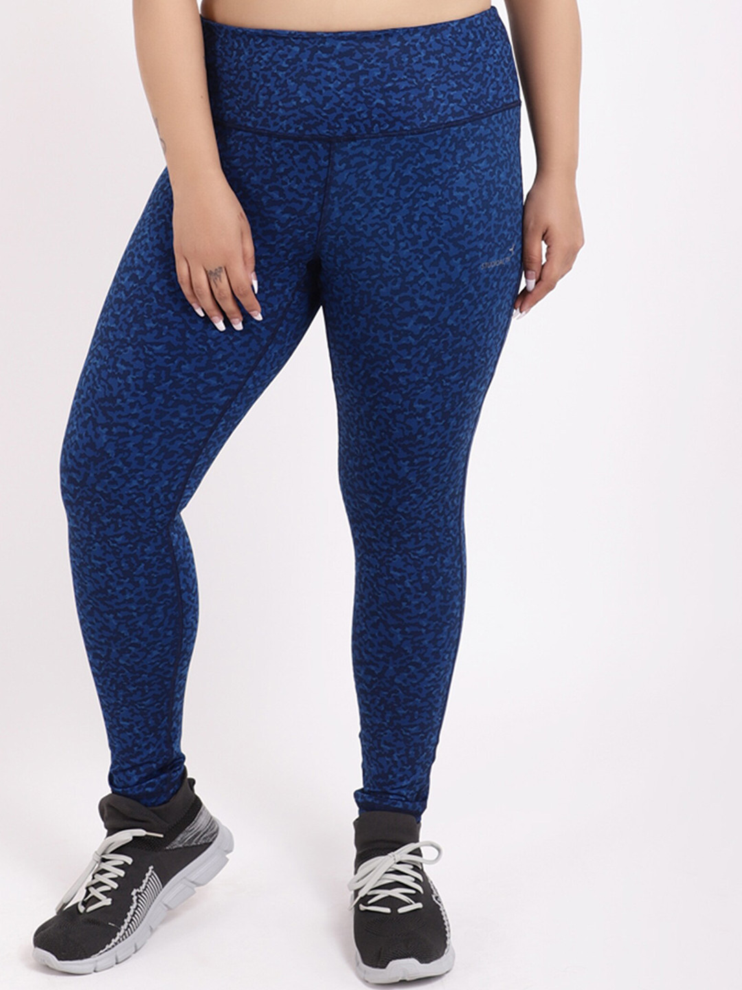 STUDIOACTIV Women Plus Size Blue Printed Tights