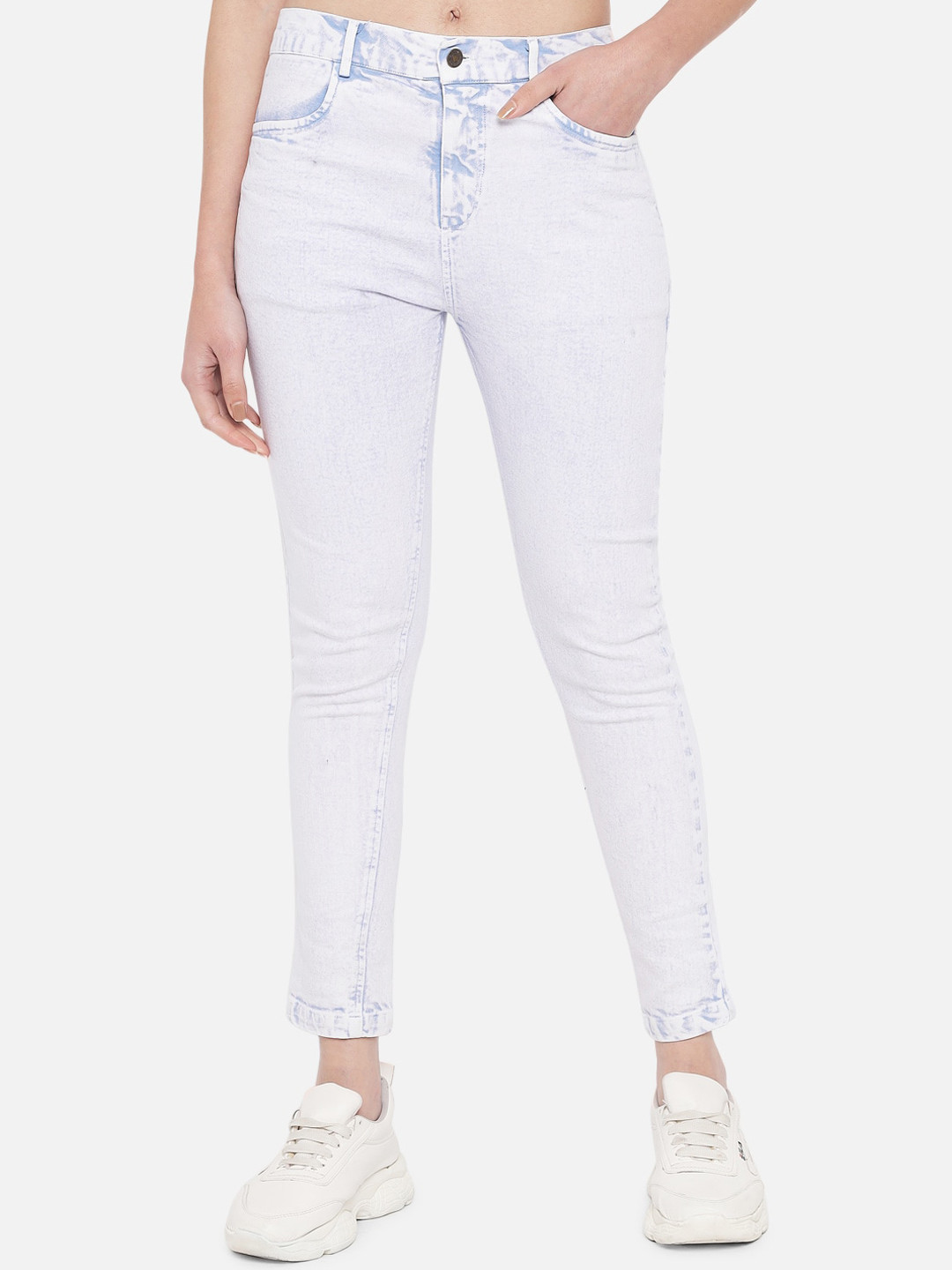 Orchid Blues Women Blue Skinny Fit Pure Cotton Denim Washed Heavy Fade Jeans