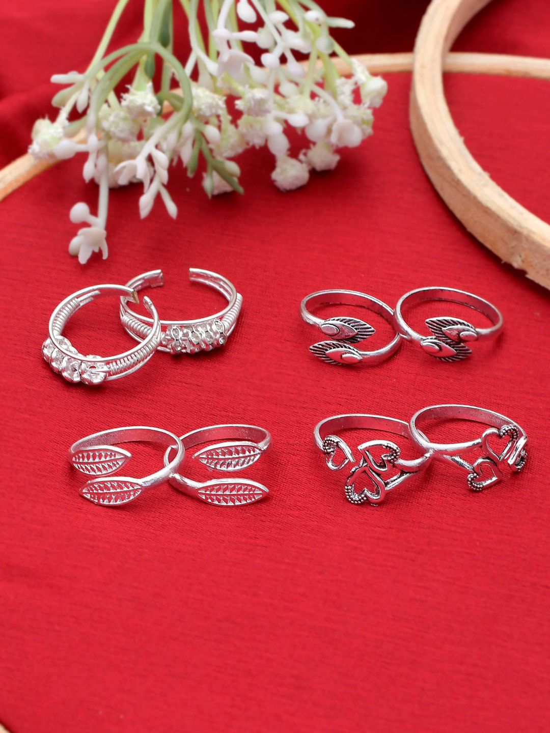 Silvermerc Designs Set Of 4 Silver-Plated Toe Ring