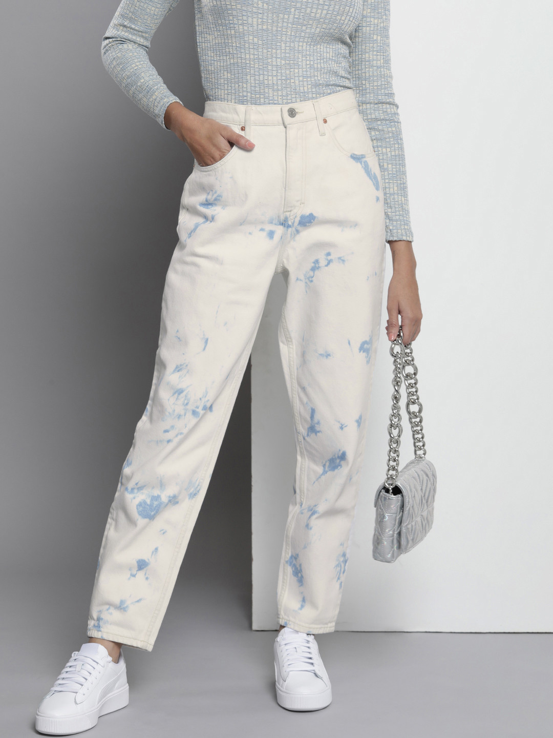 Tommy Hilfiger Women Mom Fit High-Rise Stretchable Jeans