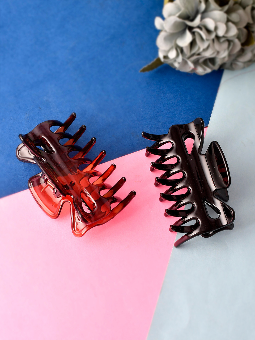 Silvermerc Designs Women Black & Brown Set of 2 Claw Clip