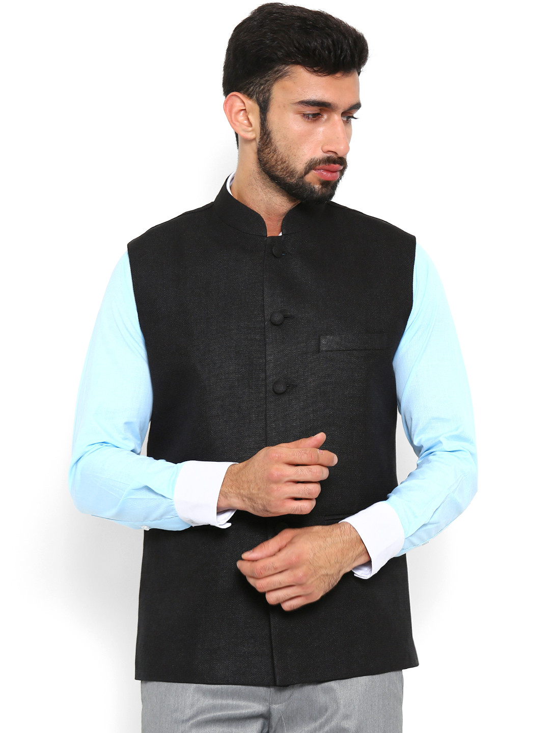 Shaftesbury London Black Nehru Jacket