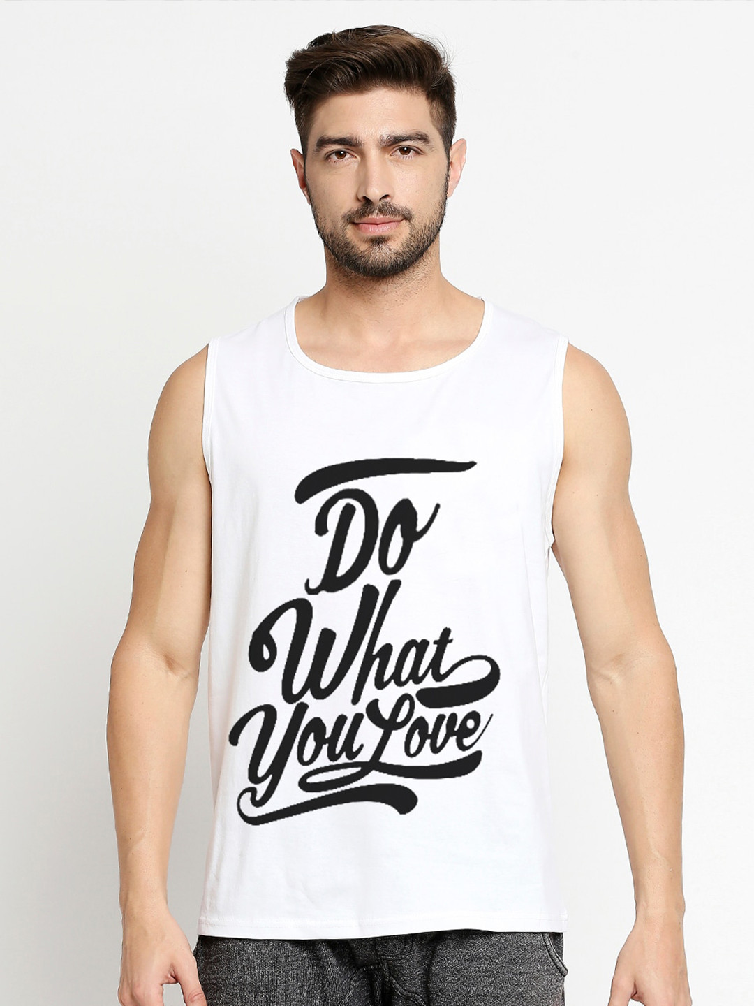 Blacksmith Men White & Black Typography Printed Training or Gym Pure Cotton T-shirt