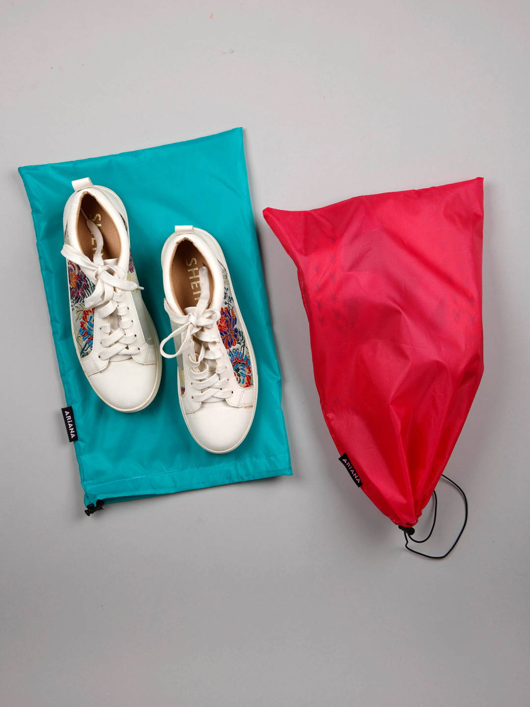 Ariana Set Of 2 Teal & Magenta Solid Shoe Organisers