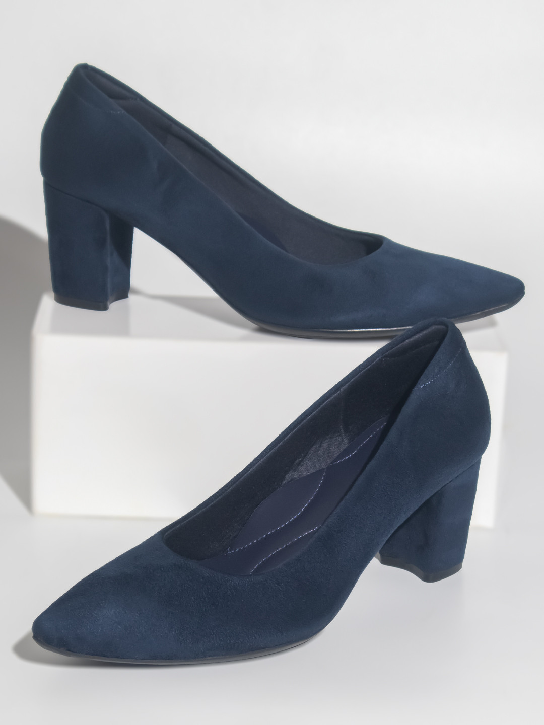 Inc 5 Navy Blue Party Block Pumps