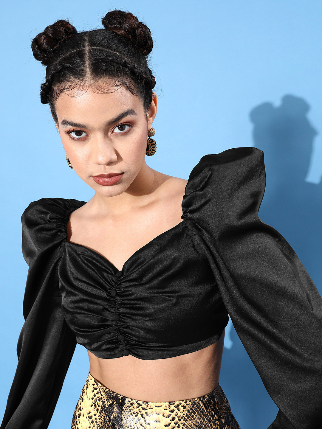 KASSUALLY Women Stylish Black Solid Bustier Top