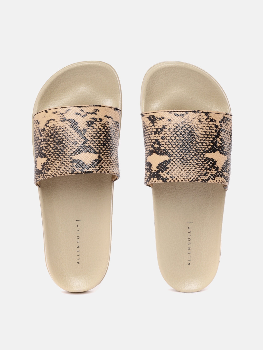 Buy Allen Solly Women Beige Black Snakeskin Printed Sliders