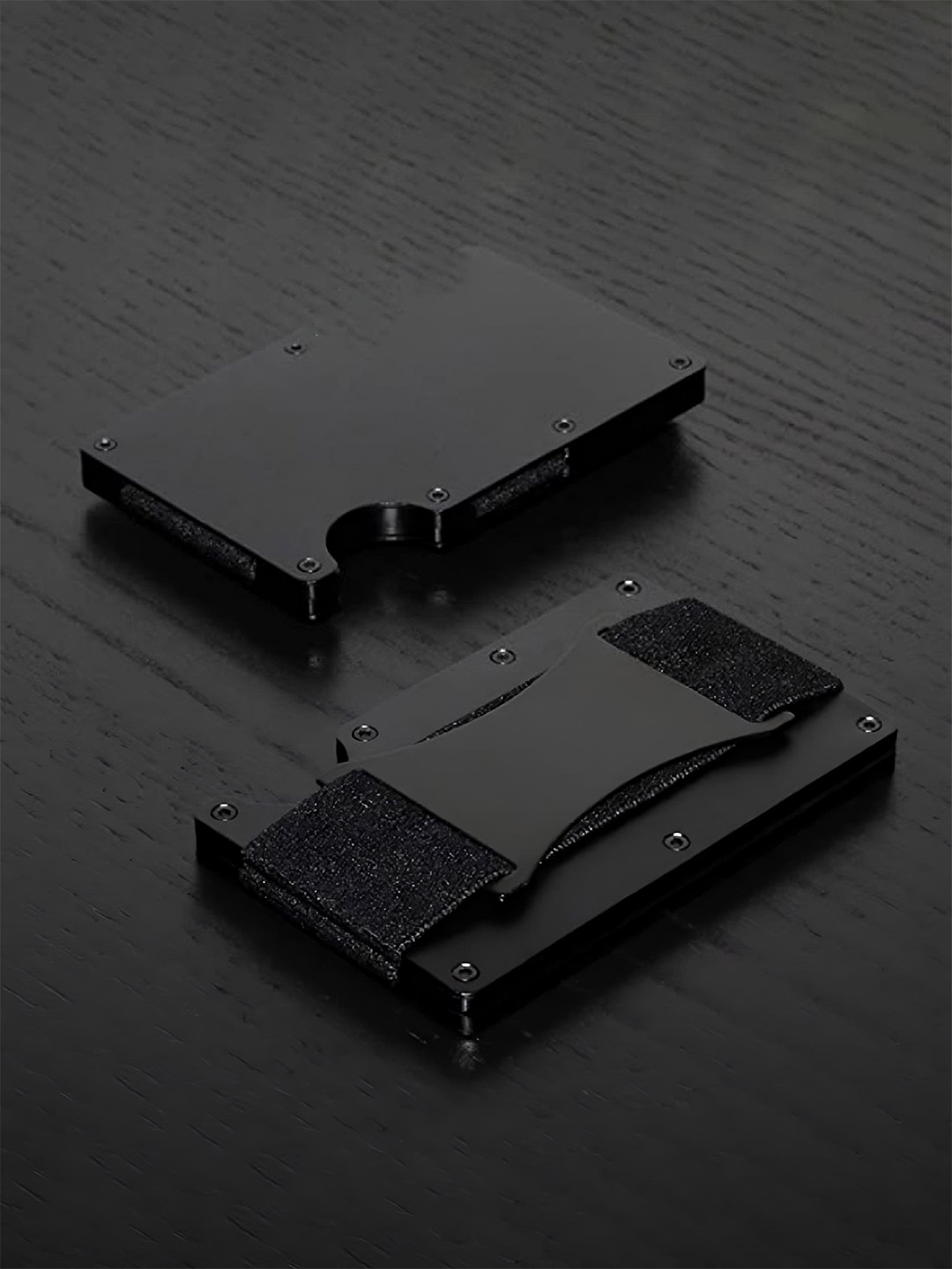 VOGARD Unisex Black Solid RFID Blocking Card Holder With Cash Strap