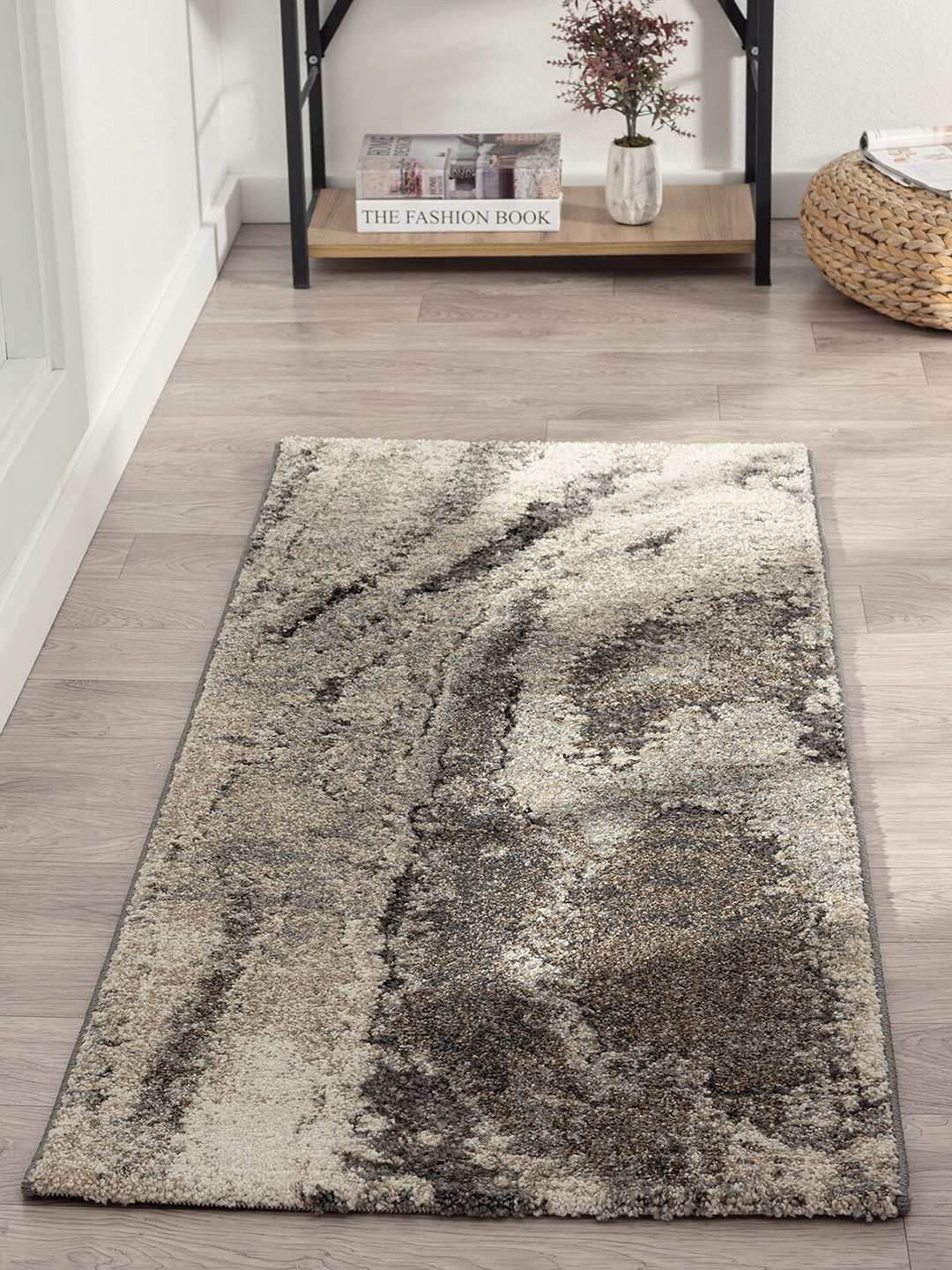 OBSESSIONS Off White & Grey Abstract Abstract Runner